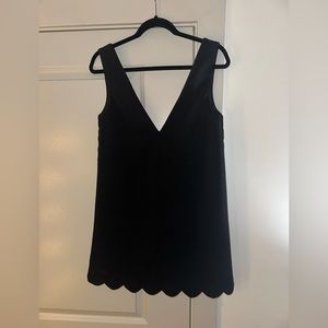 Black, Deep V, Scalloped Dress